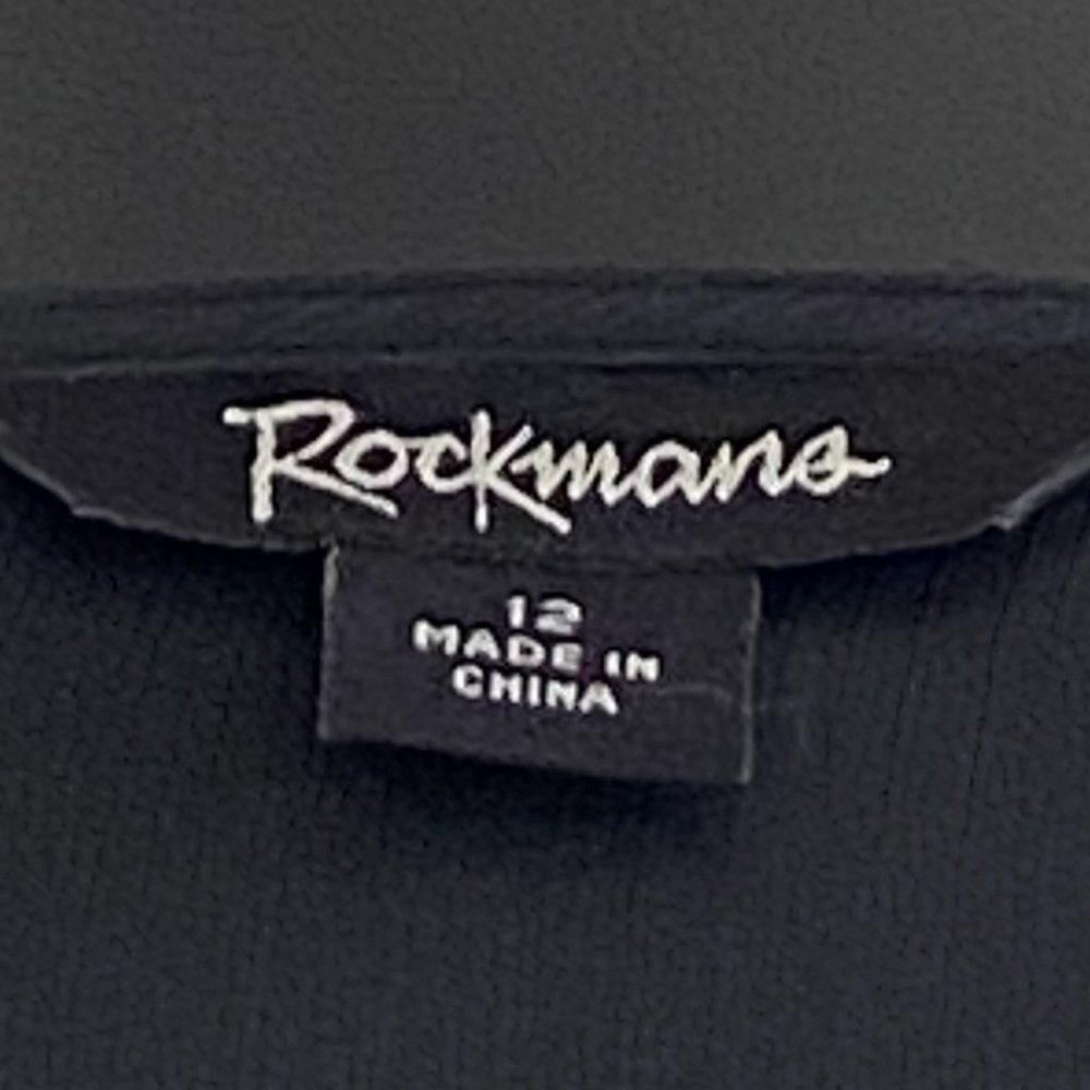 Rockmans Sheer Wrap Blouse/Top, Black w Cream Floral Print, Size 12 - Picture 8 of 10